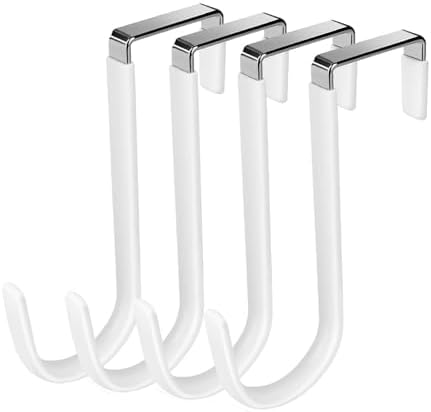 ドアフック ドアハンガー (ホワイト(4個入り)) 帽子掛け 服 ネクタイ タオル 傘 バッグ 小物 収納 取付け簡単 工具不要 省スペース