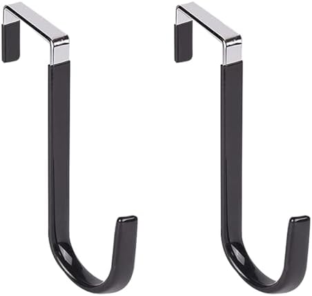オーバードアフック ブラック 2個入 ハンガーフック ドアハンガー 服 帽子 ネクタイ タオル収納