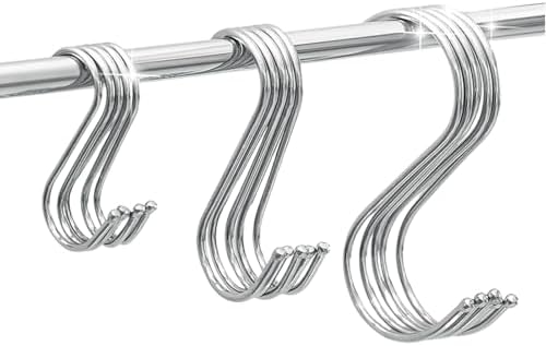 S字 フック 15個セット ステンレス製 耐荷重 省スペース 収納 吊り下げ DIY （3サイズ×各5個）