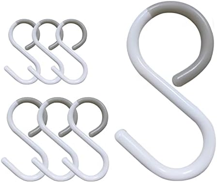 Rakuten - S字フック 落ちない 錆びない 脱落防止 固定 6cm+9cm (ホワイト 小・3個セット ホワイト 大・3個セット)
