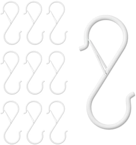 S字 フック 10個セット ブラック ホワイト シルバー 吊り下げ 9cm 耐荷重10kg 収納 DIY