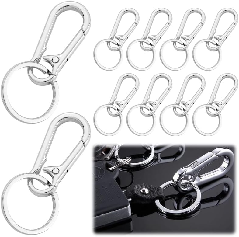 キーホルダー ミニカラビナ プッシュ式 亜鉛合金 軽量 耐久性 多機能 スプリングフック（10個セット）