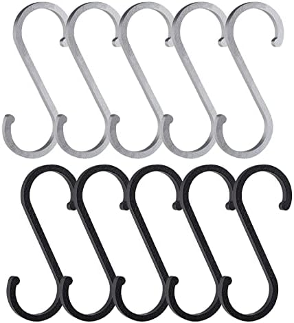S字 フック 10個セット 吊り下げ収納 錆びない キッチン クローゼット 洗面所 玄関 お風呂用 8cm