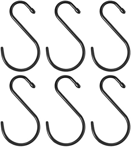 S字フック 13cm 多目的 吊りフック 家 ガレージ 作業場 吊り下げアイテム用 ブラック 6個
