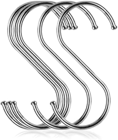 S字フック 小 落ちない ステンレス 汎用フック 防錆 キッチン 浴室 お風呂 銀色 5枚入 (7*2*2cm)