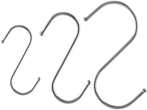 Rakuten - S字フック 15個セット (S/M/L各5個) 耐荷重10kg 錆に強く丈夫 キッチン/クローゼット/お風呂など多用途 シンプルおしゃれな収納フック