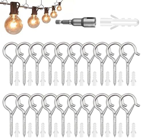 吊り下げ フック ネジフック ステンレス製 室内外兼用 プラスチックアンカー付き 20個セット