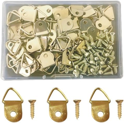 樂天商城 - フォトフレームフック 100個セット ゴールド 取り付け用ネジ付き