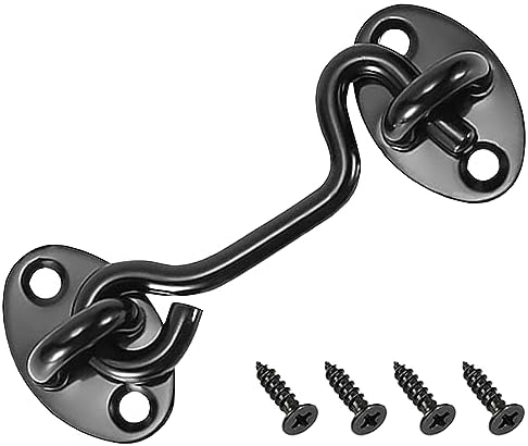 ゲートラッチ ドアロック 1個セット ネジ4個付き スライディングドア 引き戸 窓 家具 寝室に最適 簡単取り付け ステンレス製 黒