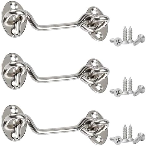 仕様：フックサイズ：長さ約100mm、厚み6mm、カラー：銀。内容：3セットのドアロックです。プライバシーロックとフラップがあり、快適な生活環境のためにセキュリティを提供します。ステンレス素材：耐久性に優れたステンレス素材を採用しており、頑丈で錆びにくく、長寿命です。厚めのベースで補強されており、簡単に壊れたり変形したりしません。保護機能：ドアに力が加わっても、エンドフックのデザインは自動的に解除されません。このフリップデザインロックは、最大限の安全性とセキュリティを確保します。便利でシンプル：ドアロックはドアの穴にフック部分を引っ掛けるだけで、ドアがロックされます。鍵などで施錠するよりも手早く施錠できるので、非常に使いやすいです。広い適用：窓、引き戸、納屋のドア、ガレージ、スライドドア、引き出し、ゲート、クローゼット、二重ドア、キャビネット、スライド式の納屋、戸棚などに活用できます。仕様：フックサイズ：長さ約100mm、厚み6mm、カラー：銀。内容：3セットのドアロックです。プライバシーロックとフラップがあり、快適な生活環境のためにセキュリティを提供します。ステンレス素材：耐久性に優れたステンレス素材を採用しており、頑丈で錆びにくく、長寿命です。厚めのベースで補強されており、簡単に壊れたり変形したりしません。保護機能：ドアに力が加わっても、エンドフックのデザインは自動的に解除されません。このフリップデザインロックは、最大限の安全性とセキュリティを確保します。便利でシンプル：ドアロックはドアの穴にフック部分を引っ掛けるだけで、ドアがロックされます。鍵などで施錠するよりも手早く施錠できるので、非常に使いやすいです。広い適用：窓、引き戸、納屋のドア、ガレージ、スライドドア、引き出し、ゲート、クローゼット、二重ドア、キャビネット、スライド式の納屋、戸棚などに活用できます。