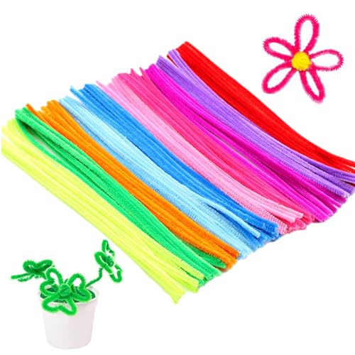 手芸モール 工作モール 約100本 カラフル クラフトモール ワイヤーアート スティック 子供知育玩具 DIY飾り物 骨格モール 手芸材料 パイプクリーナー キッズ 画材 (混色100本)