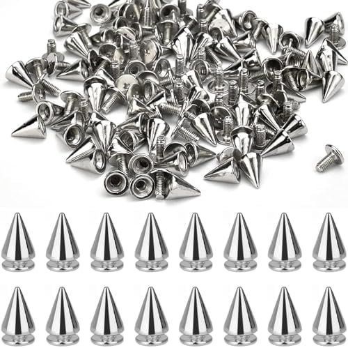 リベット 130個 セット スタッズ パーツ 鋲 スパイク 円錐タイプ パンク風 手芸 服アクセサリー DIY アクセサリー レザークラフト ハンドメイド シルバー 7*10mm