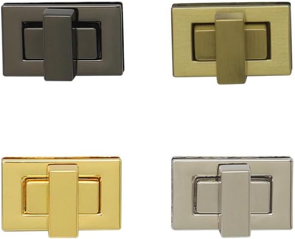 バッグ 留め具 4個入り 32x19mm 角型 アクセサリーパーツ 差し込み錠 カシメタイプ (4色)