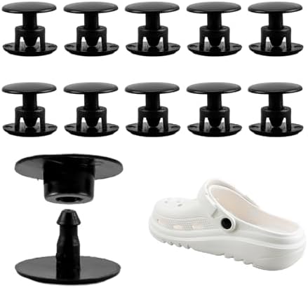 クロッグサンダル用 ボタン 修理パーツ 交換用 10個セット リペアパーツ 留め具 ブラック