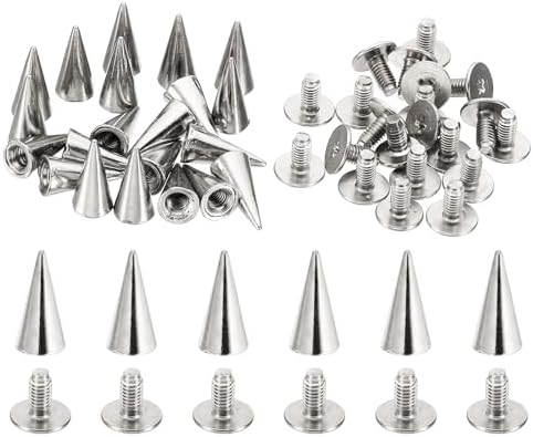 Rakuten - 衣服用 12mm スタッズ 20セット レザーリベット メタルスクリュースタッズ 靴 パンクバッグ 6x12mm シルバートーン