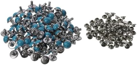 100 セット 青 ターコイズ リベット スタッド DIY レザー クラフト ベルト ブーツ ジャケット アクセサリー用