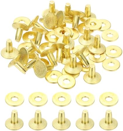 レザーリベット 9x3.3x7mm バー 24セット ワッシャー 真鍮ファスナー 留め具 皮革工具 手芸パーツ メタルスタッド ポスト レザークラフト ベルト 財布 襟 DIYクラフト