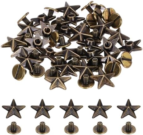 12.5mm スターリベット 25セット レザーリベットスタッズ ダブルキャップス レザークラフト用 装飾修理 DIY衣類 ベルト バッグ 靴 ブロンズトーン