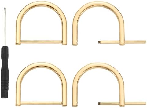Dカン スクリュー シャックル 4個セット スクリュードライバー付き 財布 キーホルダー ストラップ バックル DIY レザークラフト ライト金色