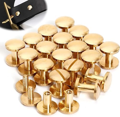 20個 10*4*7mm きんこうしょく 皮革工芸品 DIY 手作り 皮ベルト用ねじ 真鍮素材 ねじセット