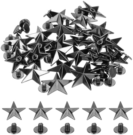 20.5mm スターリベット 25セット レザーリベットスタッズ 黒