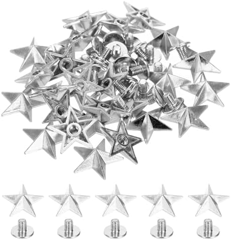 16mm スターリベット 25セット レザーリベットスタッズ ダブルキャップ スタッズ リベット レザークラフト用 装飾 修理 DIY 衣類 ベルト バッグ 靴 シルバートーン