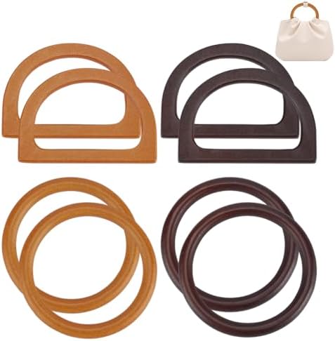 木製 バッグ ハンドル 丸型 D型 ハンドバッグ 取っ手 クロシェ バッグ ハンドメイド ビーチ バッグ 内径 85.5~95.5mm