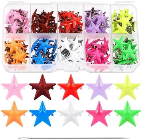 パンクリベット 150個セット スターリベット 革工芸品 金属 DIY 衣類 靴 ベルト ハンドバッグ 収納ケース付き