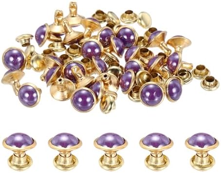 7.5mm ターコイズ ラピッドリベット 30セット レザーリベット スタッズ ダブルキャップス DIY衣類 ベルト バッグ 靴 パープル