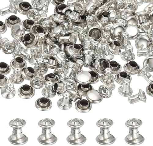 5mm レザーリベット 70セット ラインストーンリベットスタッド ダブルキャップス 装飾 修理 DIY 衣類 ベルト バッグ 靴 透明シルバートーン