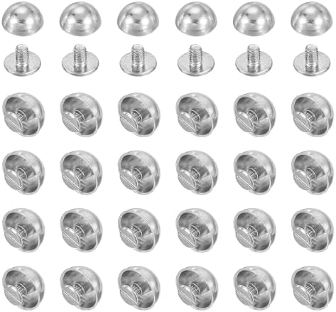 ドーム スタッズ 100セット マッシュルームタイプ スクリューバック リベット レザー用 シルバー