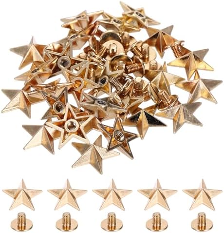 16mm スターリベット 25セット レザーリベットスタッズ ダブルキャップス レザークラフト用 装飾修理 DIY衣類 ベルト バッグ 靴 金色
