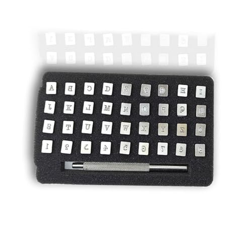 レザークラフト 刻印セット 36 個入り（6.5mm） 英字/数字 打刻印ポンチ 手作り DIY 工具