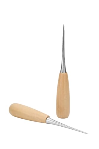 穴あけ道具 手芸 2個セット 木製ハンドル DIY ツール 針穴あけ 千枚通し