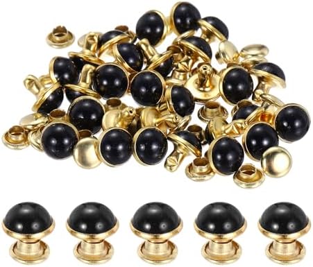 7.5mm ターコイズ ラピッドリベット 45セット レザーリベット スタッズ ダブルキャップ レザークラフト 装飾 修理 DIY 衣類 ベルト バッグ 靴 黒