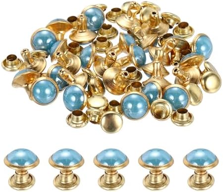 7.5mm ターコイズ ラピッドリベット 30セット レザー リベット スタッズ ダブルキャップス レザークラフト用 デコレーション 修理 DIY 衣類 ベルト バッグ 靴 レイクブルー