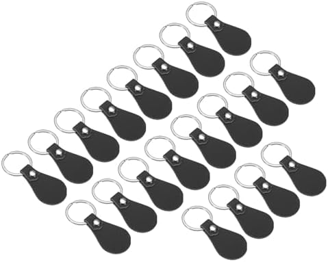 レザーキーホルダーキット 20個入り PUレザーキーフォブブランク DIYキーホルダー ブラック