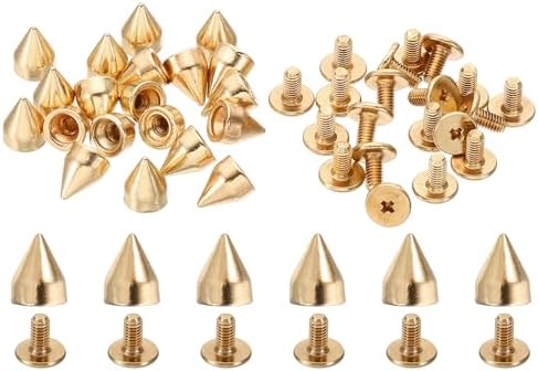 9mm スタッズ 20セット レザーリベット 金属製スクリュースタッズ 7x9mm ゴールドトーン