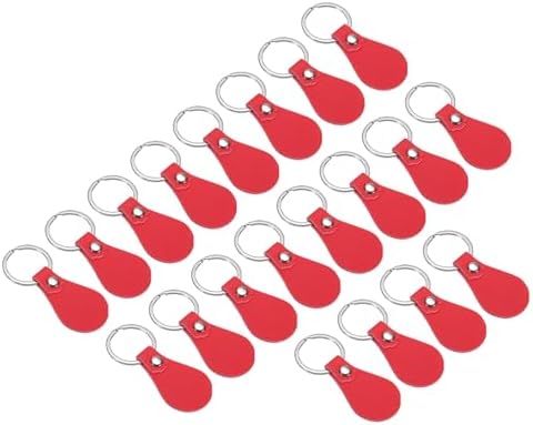 レザー キーホルダー 20個セット PU レザー ブランク DIY キーホルダー レッド