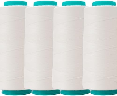 ロックミシン糸 60番 セット 3000m巻x4個 大容量 糸 手縫い糸 裁縫糸 (生成)