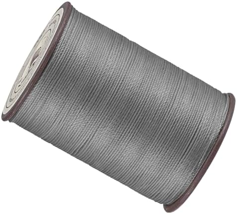 薄い ワックス糸 - 0.45mm x 175ヤード レザークラフト DIY製本用 実用的な長い 縫製糸 | PET & ワックスコーティング ライトグレー