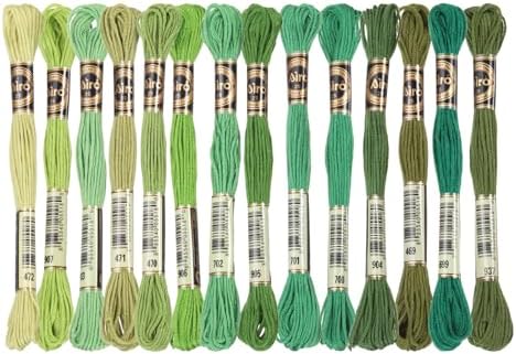 14本 刺繍糸 ポリエステル製 クロスステッチ用 マルチカラー ダーク緑