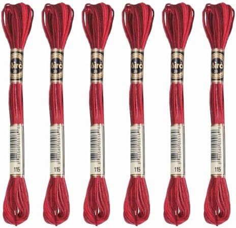 6個 刺繍 糸 ポリエステル ダーク レッド クロスステッチ 手刺繍 用