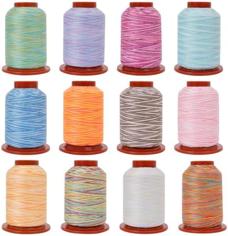 段染め糸 ミシン糸 セット 60番 グラデーション カラー糸 ポリエステル 500m巻きx12個