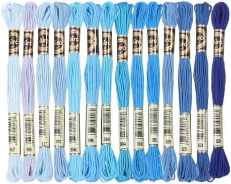14個 刺繍糸 ポリエステル クロスステッチ 手刺繍 マルチカラー スカイブルー