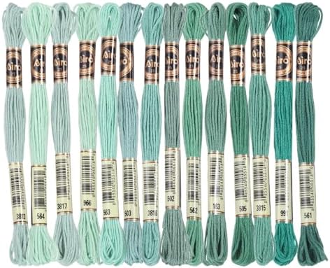 14個 刺繍糸 ポリエステル クロスステッチ 手刺繍 マルチカラー ライト緑