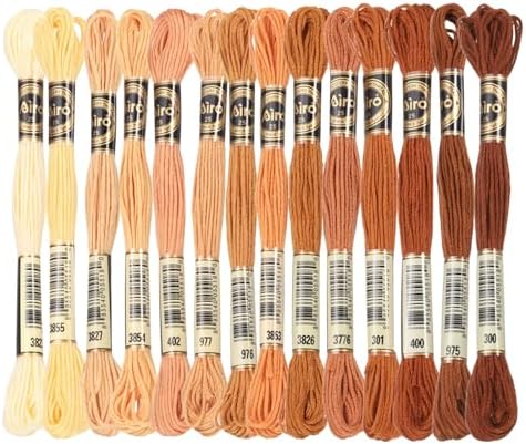 刺繍糸 14個セット ポリエステル クロスステッチ用 マルチカラー イエロー茶色