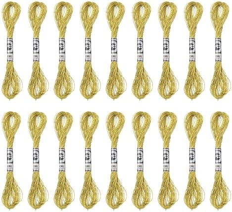 刺繍糸 18本 メタリック ナイロン 長さ8m クロスステッチ 手芸用 金色