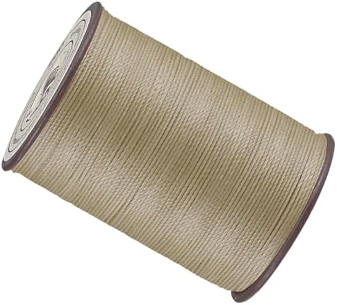 薄い ワックス糸 - 0.65mm x 93ヤード レザークラフト DIY 製本に適した実用的なワックスコーティング糸|PET＆ワックスコーティング カーキ色