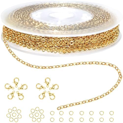 Rakuten - アクセサリー用 チェーン 長さ約5m 幅1.5mm DIY ジュエリーパーツ ハンドメイド (金)